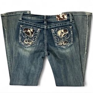 Grace in LA Blue Boot Cut Jeans with Embroidered Pockets